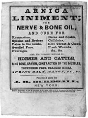 Publicité aux Etats-Unis ventant les mérites du liniment à base d’arnica Auteur : J. R. Burdsall 1852