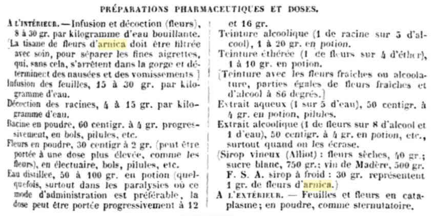 Extrait du « Traité pratique et raisonné des plantes médicinales indigènes », de François-Joseph Cazin. Propositions de préparations et dosages.