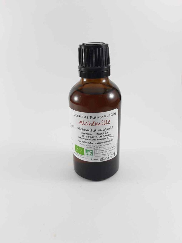 flacon de teinture mère d'alchémille bio produite en france
