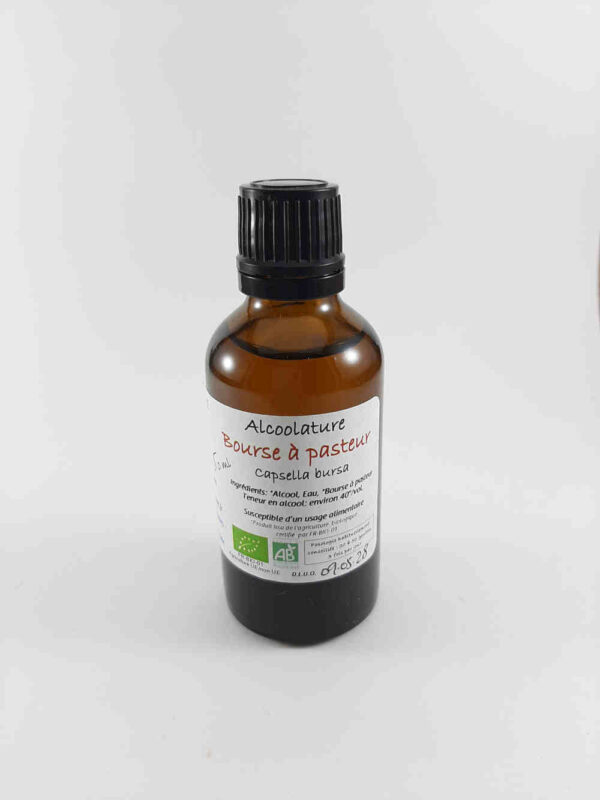 flacon de teinture mère de bourse à pasteur bio produite en france