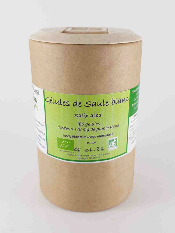 boîte de gélules de saule de producteur bio français